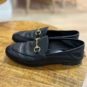 Gucci Black Loafers with Gold Hardware